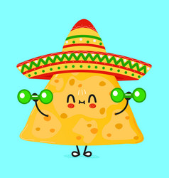 Cute Funny Nachos Character With Dumbbells Hand