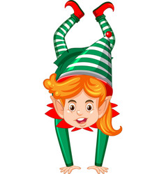 Cute Kid Wearing Elf Costume Cartoon