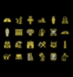 Egypt Travel Icons Set Neon