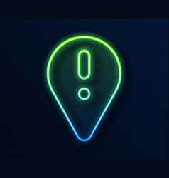 Glowing Neon Line Map Pointer With Exclamation