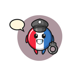 Cartoon Mascot France Flag Badge As A Police