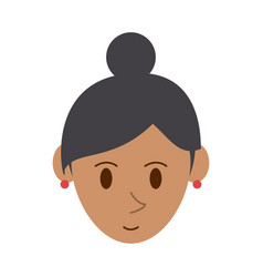 Happy Woman With Hair In High Bun Icon Image