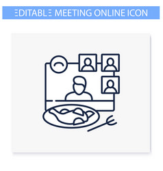 Online Dinner Party Line Icon Editable