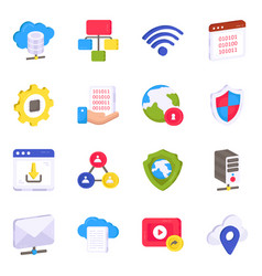 Pack Of Network And Management Flat Icons