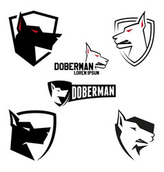 Set Logo Doberman Logo Angry Dog Design For Your