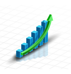 3d Bar Graph Growth And Up Arrow