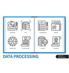 Data Processing Infographics Linear Icons