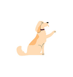 Cute Smart Dog Cartoon Character Giving Paw Flat