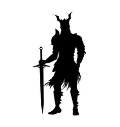 Dark Knight Silhouette Fantasy Warrior With Sword