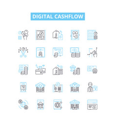 Digital Cashflow Line Icons Set Digital