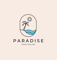 Paradise Beach Line Art Emblem Logo Design