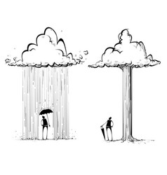 Two Men Under A Cloud And Tree