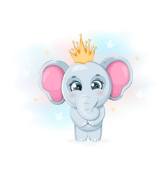 Cute Elephant Princess With A Golden Crown