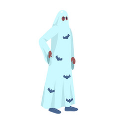 Man Wearing Ghost Costume Semi Flat Color