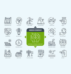 Green Energy Icons Set With Description