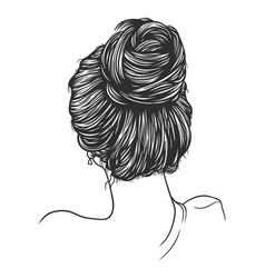 Head And Shoulder Back View Of Young Woman With