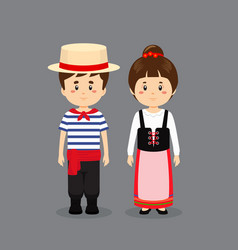 Couple Character Wearing Italy National Dress