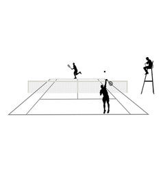 Man Tennis Players With Judge Match Silhouette