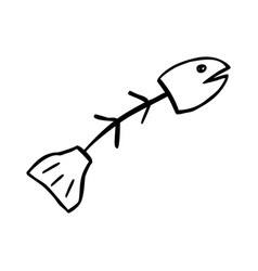 Simple Doodle Hand Draw Sketch Fish Bone Isolated