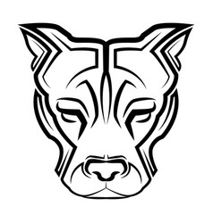 Black And White Line Art Of Pitbull Dog Head Good