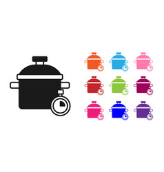 Black Cooking Pot Icon Isolated On White