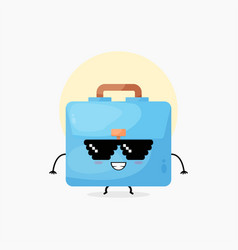 Cute School Bag Character With Pixel Glasses