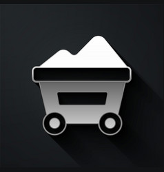 Silver Coal Mine Trolley Icon Isolated On Black