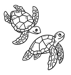 Baby Turtle Isolated Coloring Page For Kids