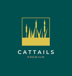 Cattail Grass Vintage Badge Logo Symbol Design