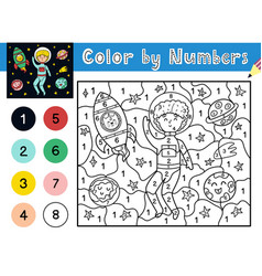 Color By Number Game Space Activity Page For Kids