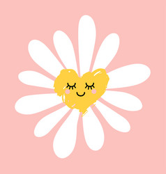 Cute Smiling Daisy Flower Chamomile With Happy