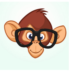 Happy Cartoon Monkey Head Wearing Glasses