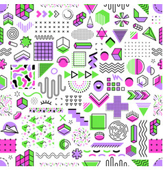 Memphis Geometric Shapes Abstract Seamless Pattern