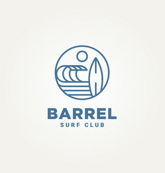 Barrel Wave Surf Club Minimalist Line Art Logo