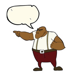 Cartoon Angry Tough Guy Pointing With Speech