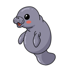 Cute Baby Manatee Cartoon Standing