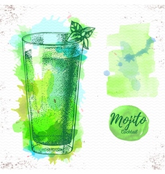 Watercolor Cocktail Mojito Sketch