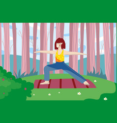 Woman Doing Asanas At Yoga Class Background