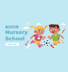 Hand Drawn Nursery School Horizontal Banner