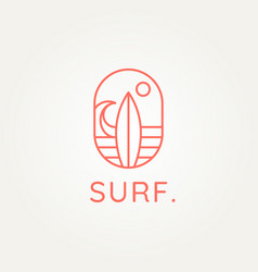 Surf Club Minimalist Line Art Logo Design