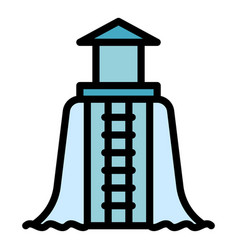 Water Park Slide Icon Flat