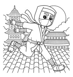 Ninja Running Coloring Page For Kids