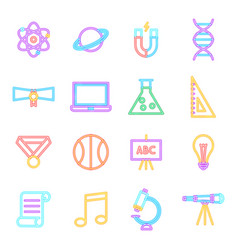 Back To School Neon Icons Isolated