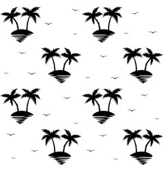 Black Palm Trees And Sun Isolated On A White