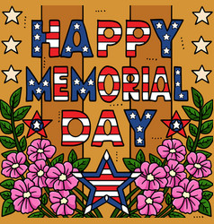 Happy Memorial Day Colored Cartoon