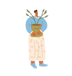 Man With Plant And Gardening Sampling Isolated