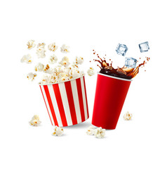 Movie Cinema Popcorn Bucket Cola Drink Cup Splash