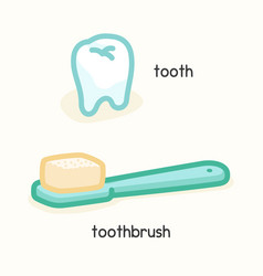 Teeth And Toothbrush Kawaii Doodle Flat Cartoon