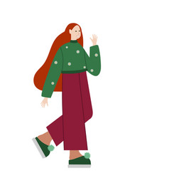 Woman With Long Red Hair Walking