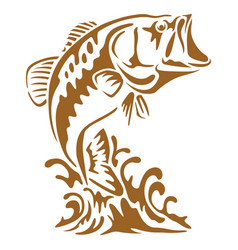 Bass Fish Jumping Printable Stencil Art